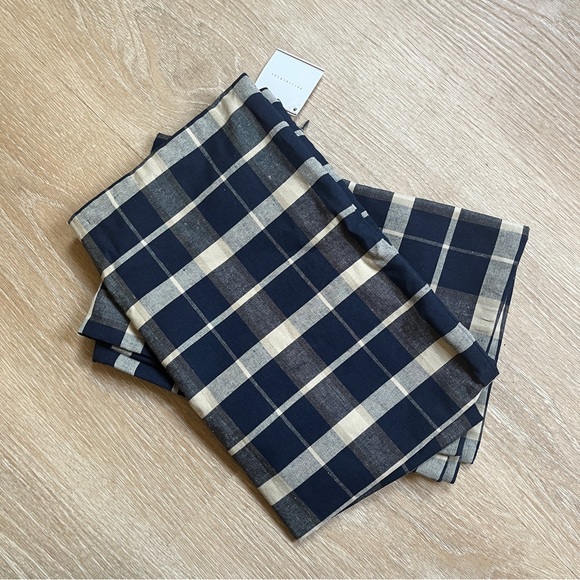 2 Pottery Barn Douglas Plaid Pillow Covers w/Zipper Navy Blue and Off White - Picture 4 of 5